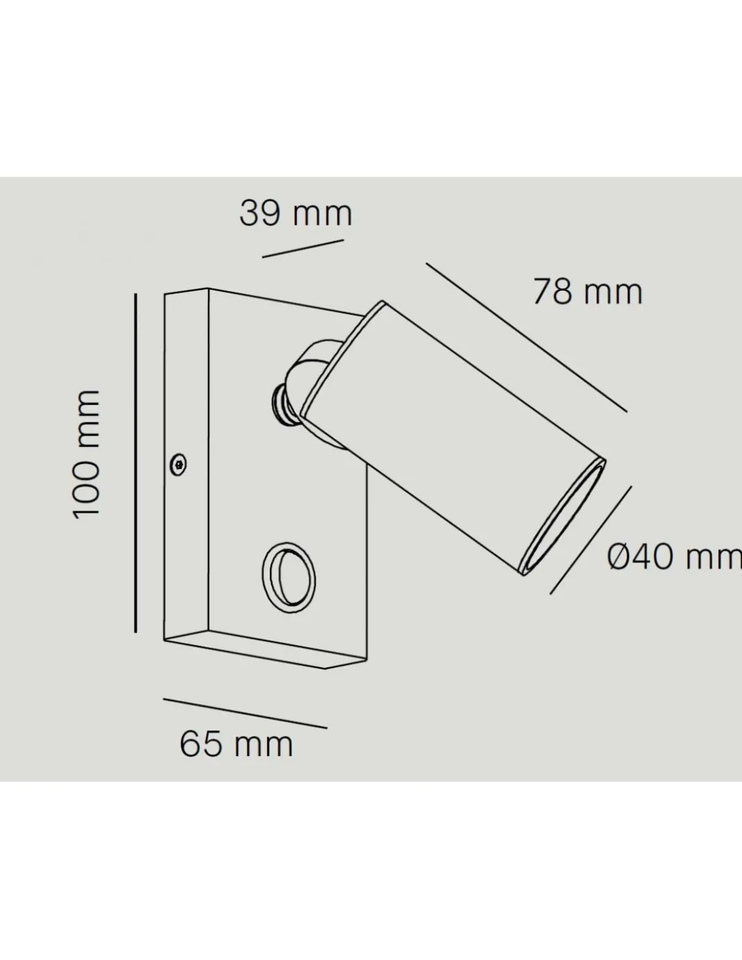 Aplique de pared LED Ø 4 cm y 11,7 cm de alto de acero con base rectangular en 2 acabados orientable y regulable 2700K - Milán