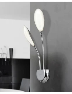 Aplique de pared Lucila – Schuller – Lámpara de metal cromado con 2 luces LED