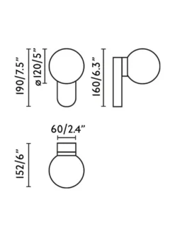 Aplique de pared Mabe - Faro - Lámpara para baño, tipo bola