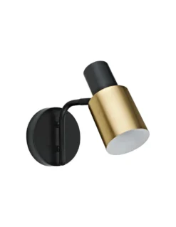 Aplique de pared Maena – AJP – Lámpara de lectura orientable, acabado negro y latón