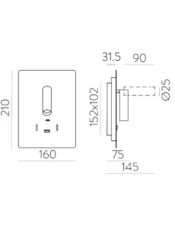 Aplique de pared Manat - ACB - Lámpara para lectura LED, doble emisión de luz