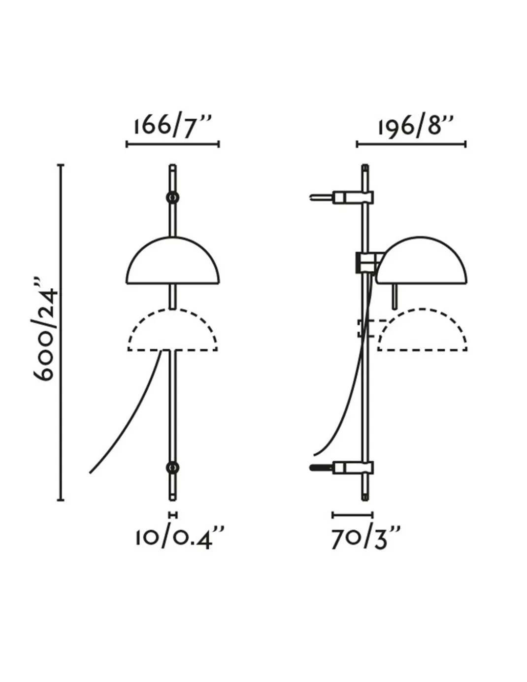 Aplique de pared Matilda - Faro - Lámpara móvil, regulable en altura