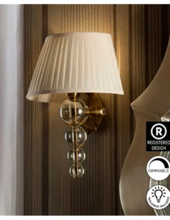 Aplique de pared Mercury – Schuller – Lámpara de cristal, pantalla encintada beige