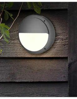 Aplique de pared Middle - Iberlamp - Foco redondo de exterior compacto y resistente para fachadas