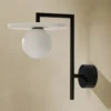 Aplique de pared Miro – Aromas – Lámpara de pared de alabastro, Lámpara negra+blanco, LED 2700K