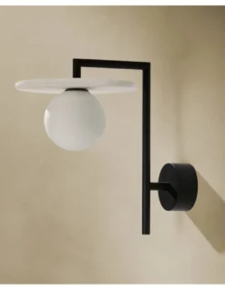 Aplique de pared Miro – Aromas – Lámpara de pared de alabastro, Lámpara negra+blanco, LED 2700K