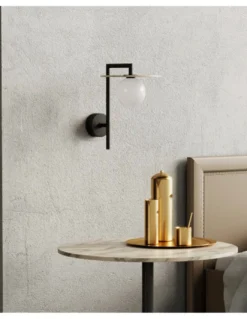 Aplique de pared Miro – Aromas – Lámpara de pared de alabastro, Lámpara negra+blanco, LED 2700K