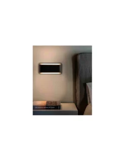 Aplique de pared moderno LED 3000K negro+madera - Mood - Faro