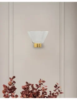 Aplique de pared New York - Mantra - Lámpara de cristal con base dorada