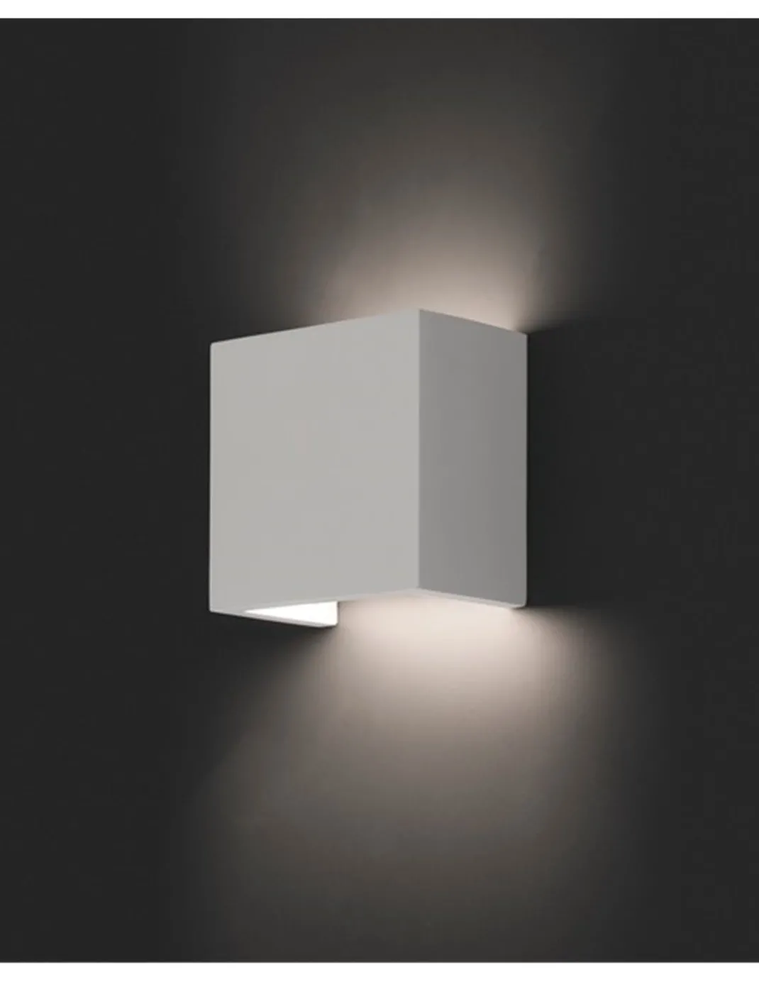 Aplique de pared Oslo – Faro – Lámpara cuadrada, Yeso blanco, 12.5 cm