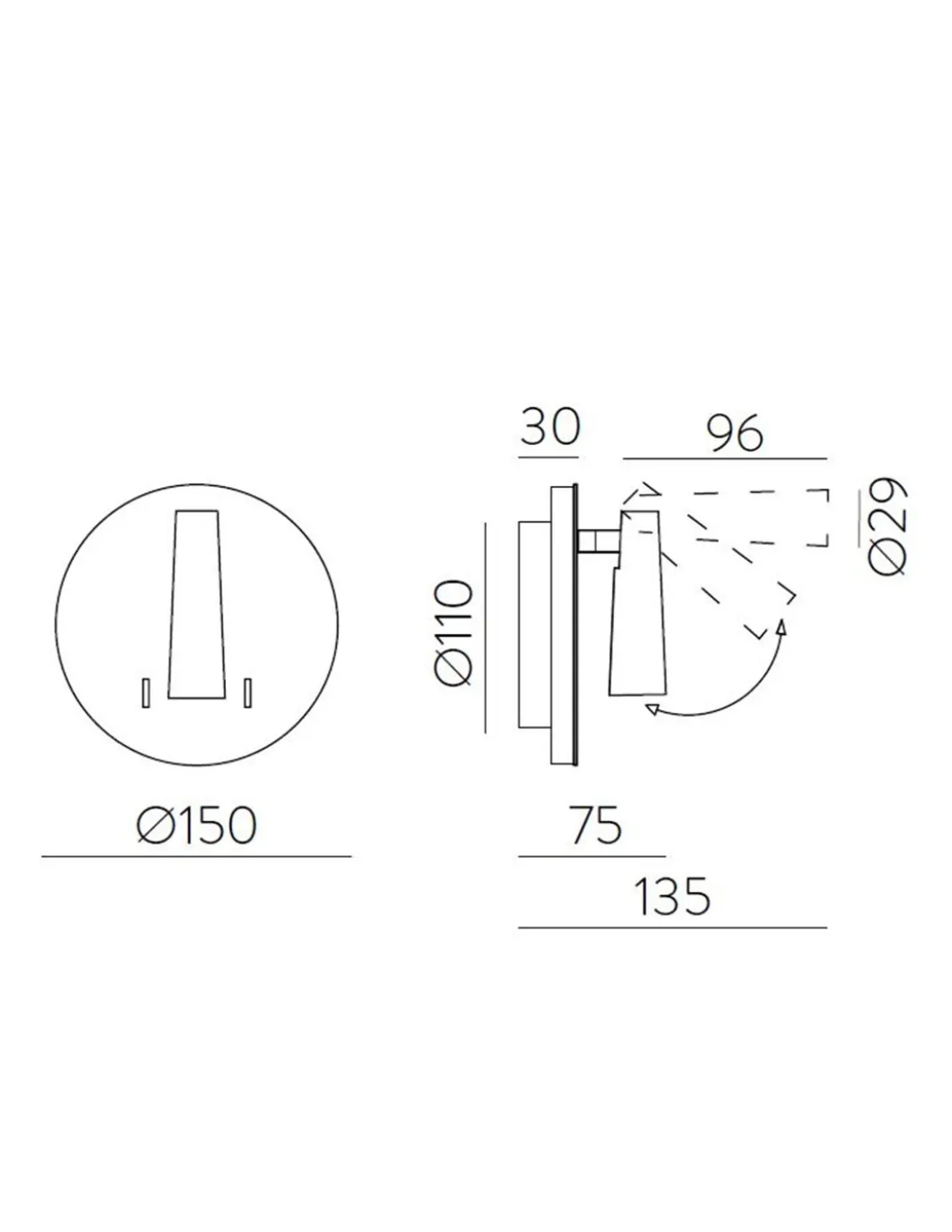 Aplique de pared Panau - ACB - Lámpara de lectura, orientable