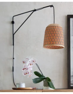 Aplique de pared Pikul Wall - PET Lamp - Diseño colgante con pantalla de fibra natural de bambú