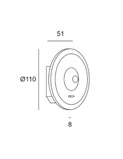 Aplique de pared Radar – LedsC4 – Lámpara minimalista en blanco o negro, LED 3000K, Regulable corte de fase