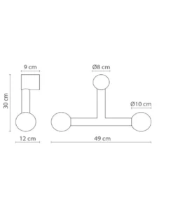 Aplique de pared Rigoberta Direct Trio – Robin – Lámpara minimalista tipo bola, 2 luces G9