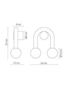 Aplique de pared Rigoberta Direct Super – Robin – Lámpara tipo bola en blanco o negro, 2xG9
