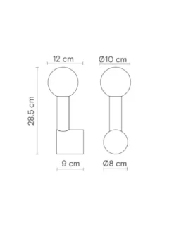 Aplique de pared Rigoberta Direct Mono – Robin – Lámpara de pared minimalista tipo bola, Disponible en 2 acabados
