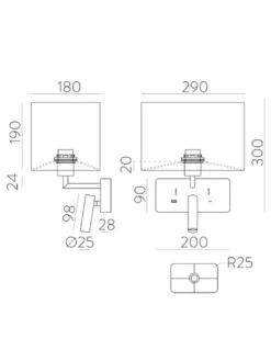 Aplique de pared Romeo - ACB - Lámpara de pared con lector LED y USB