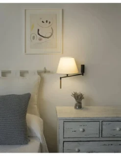 Aplique de pared Ron - Faro - Pantalla textil orientable con interruptor