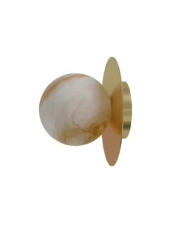 Aplique de pared Royal Disc - Robin - Pantalla esférica de alabastro, diseño dorado