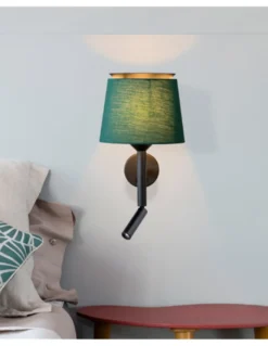Aplique de pared Savoy - Faro - Aplique con pantalla textil y lector LED