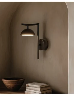 Aplique de pared Tana - Aromas - Lámpara de pared negra decorativa, LED Regulable Dali-Push