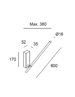 Aplique de pared Tubs - LedsC4 - Lámpara minimalista negra, orientable