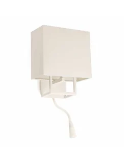 Aplique de pared Vesper – Faro – Lámpara con lector LED, pantalla de tela beige