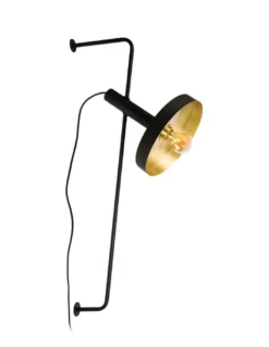 Aplique de pared Whizz – Faro – Diseño vintage en negro y dorado