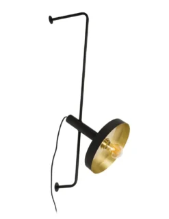 Aplique de pared Whizz – Faro – Diseño vintage en negro y dorado