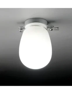 Aplique de techo de acero y vidrio en 2 tamaños con acabado blanco regulable – Baño - Milán