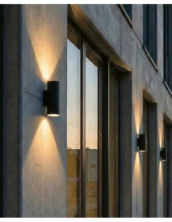 Aplique exterior Nori - ACB - Lámpara de pared cilíndrica de doble luz IP65
