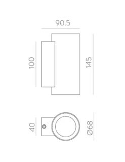 Aplique para exterior Nox - ACB - Aplique LED cilíndrico con luz bidireccional