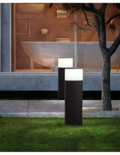Baliza Datna - Faro - Lámpara de exterior sobremuro LED, gris oscuro