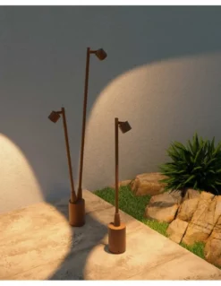 Baliza de exterior Fint - FORLIGHT - Lámpara con dos luces orientables, 70 cm