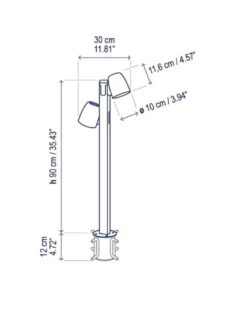 Baliza de exterior Nut – Bover – Lámpara de exterior moderna con 2 luces, Altura: 90 cm, LED regulable Triac