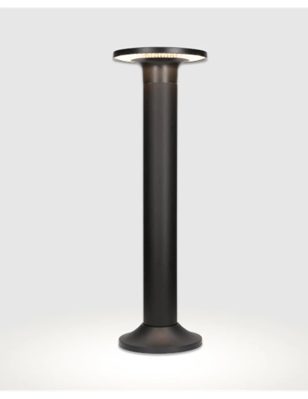 Baliza de exterior Yika – FORLIGHT – Lámpara moderna negra, LED 3000K 7,9W IP44, Altura: 52 cm