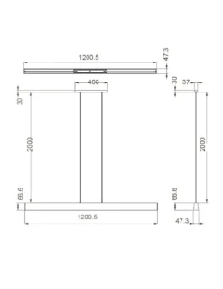 Colgante de techo Hanok – Mantra – Lámpara LED de oficina para espacios grandes, blanco+negro, 50º