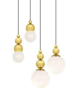 Colgante de techo Spheres – Pedret – En latón pulido o satinado Ø 12 cm+16 cm