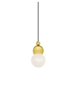Colgante de techo Spheres – Pedret – En latón pulido o satinado Ø 12 cm+16 cm