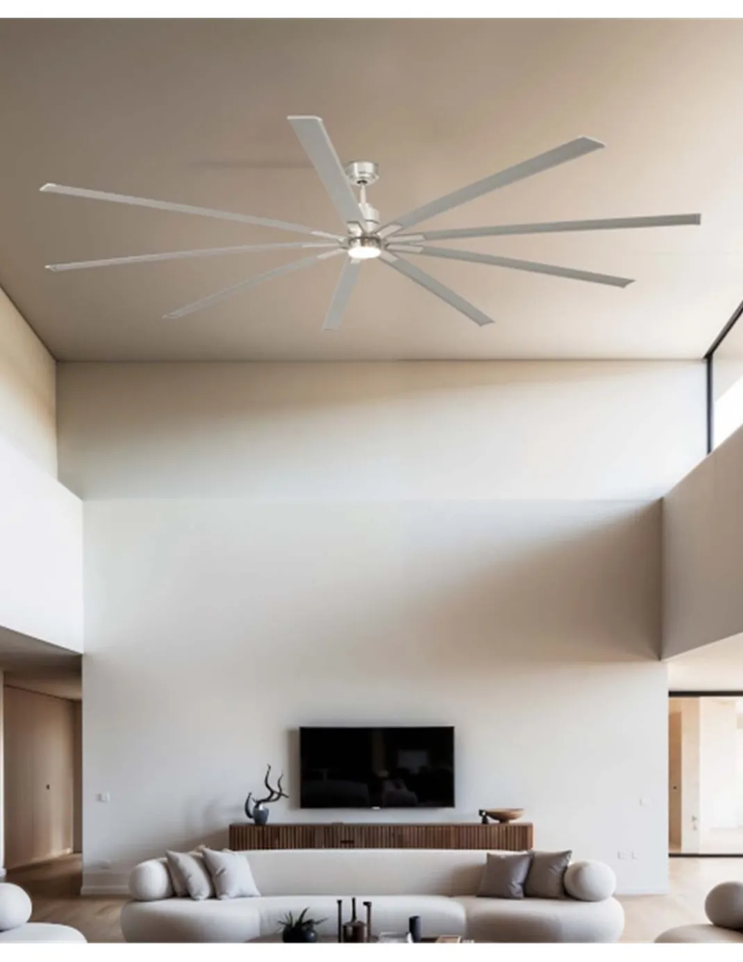 des-Ventilador de techo con luz LED Manhattan - Faro - Lámpara ventilador grande XXL