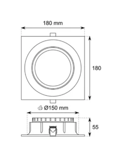Downlight empotrable 3034 - Conalux - Foco de techo cuadrado, basculante