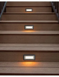 Empotrable de pared Malta - Iberlamp - Foco exterior rectangular para escaleras o pasillos