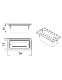 Empotrable de pared Malta - Iberlamp - Foco exterior rectangular para escaleras o pasillos