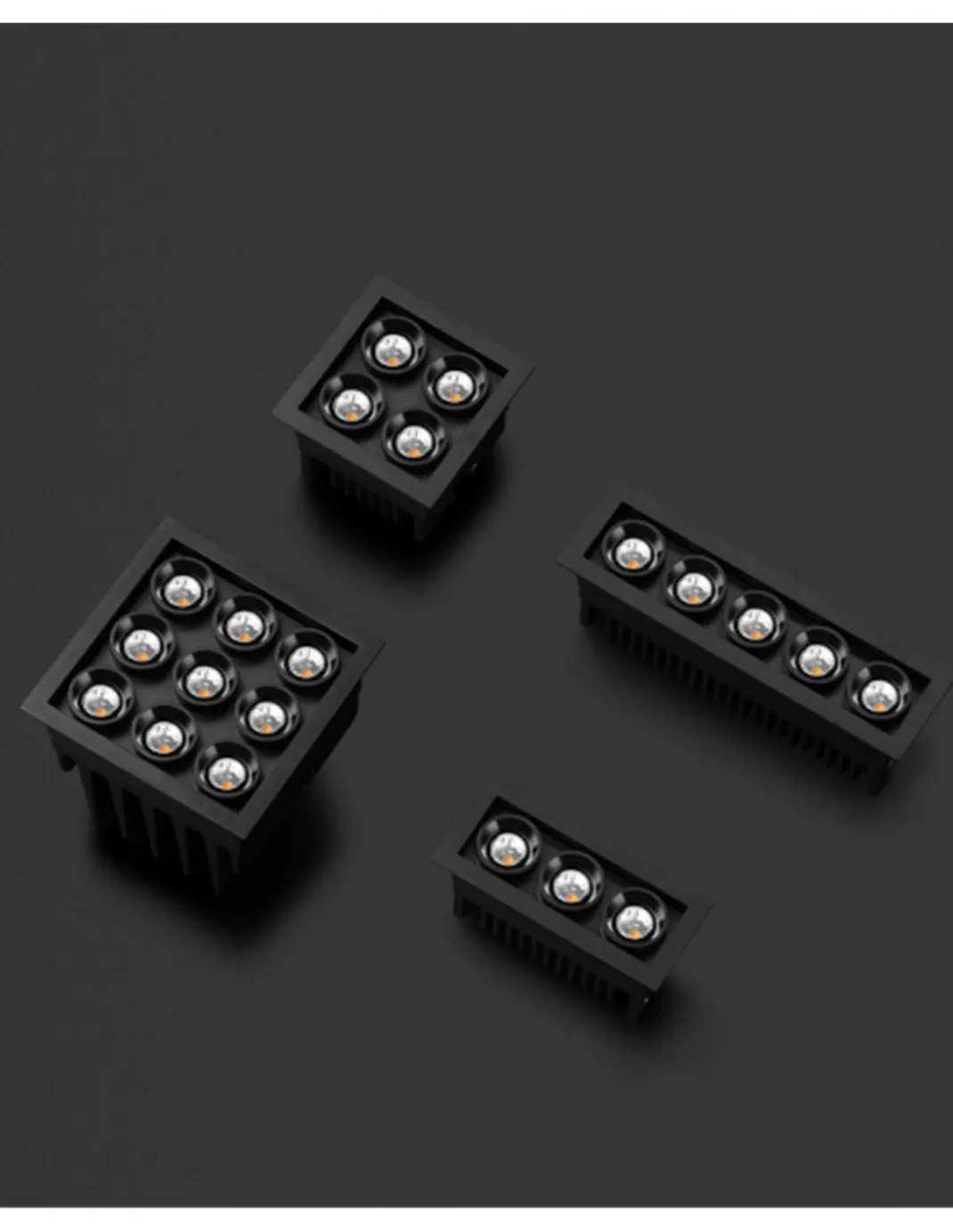 Empotrable de techo Black Foster Micro - Arkoslight - Downlight trimless negro mate, 5 luces
