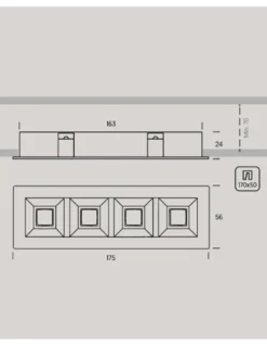 Empotrable de techo Dark - Onok - Diseño horizontal negro, 4 luces LED