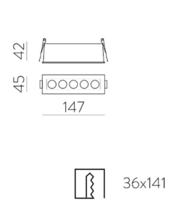 Empotrable de techo multipunto Invisible - ACB - Foco LED rectangular de techo