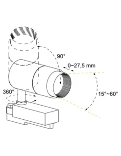 Foco de carril TLZ14 - Conalux - Lámpara orientable con zoom ajustable 15º-60º