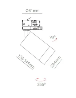Foco de carril trifásico Crown – Beneito & Faure – Lámpara orientable en blanco o negro