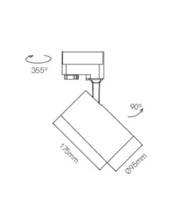 Foco de carril trifásico Zoom – Beneito & Faure – Ajustable 15º-55º, Temperatura color regulable: 2700K/3200K/4000K