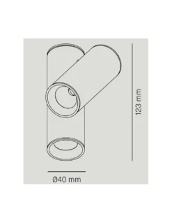 Foco de techo Doble Haul - Milán - Foco de techo LED, 2 Luces orientables, forma cilíndrica